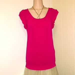 FOREVER USA made vintage Hot pink 100% Modal SOFT Back Tie banded waist tunic S